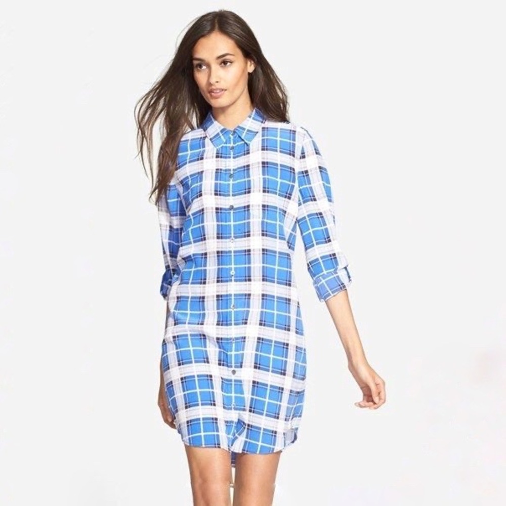 EQUIPMENT | Brett Silk Plaid Shirtdress | Sz XS